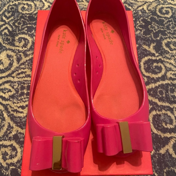 Kate Spade Hot Pink Bow Flats Sz 10 - Picture 3 of 4